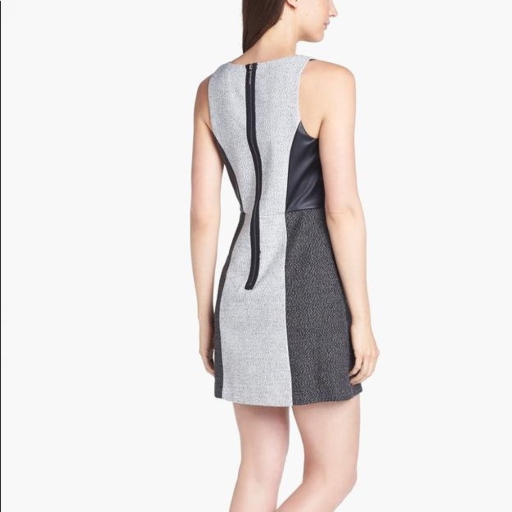 KENSIE Faux Leather Colorblock Tweed Dress - Picture 7 of 7